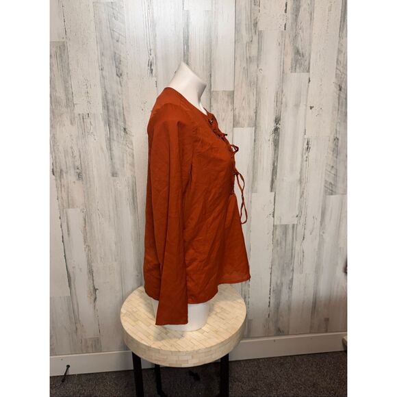Truth NYC Rust Orange Lace-Up Blouse Women’s Size M - Picture 8 of 8